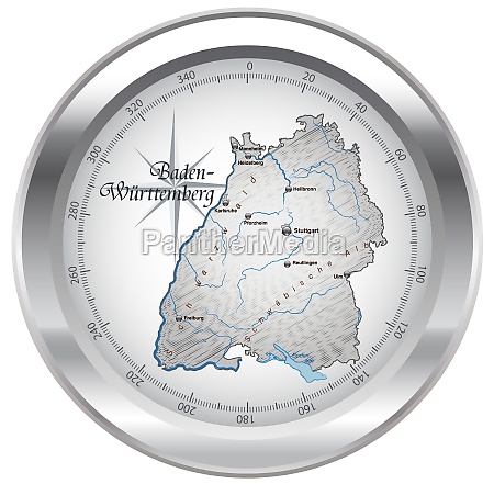 Map Of Baden Wuerttemberg As Overview Map In Chrome Royalty Free