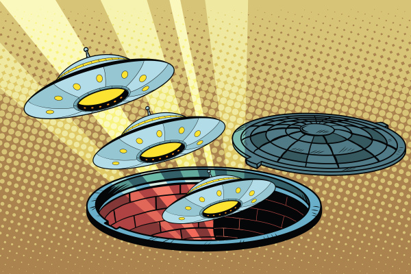 ufos fly out of the sewers