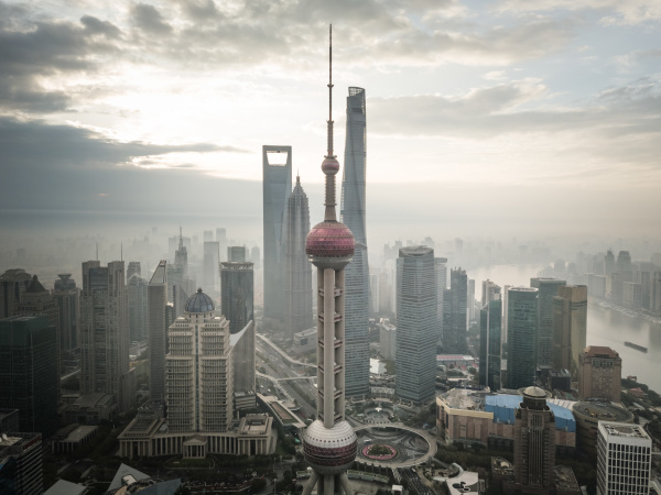widok z lotu ptaka panorame szanghaju