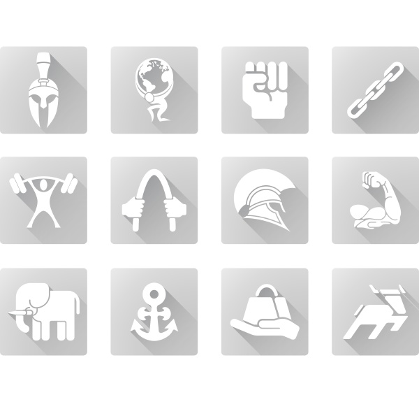 stärke symbole flach schatten stil - Lizenzfreies Bild #12642932 ..., image size:600x575