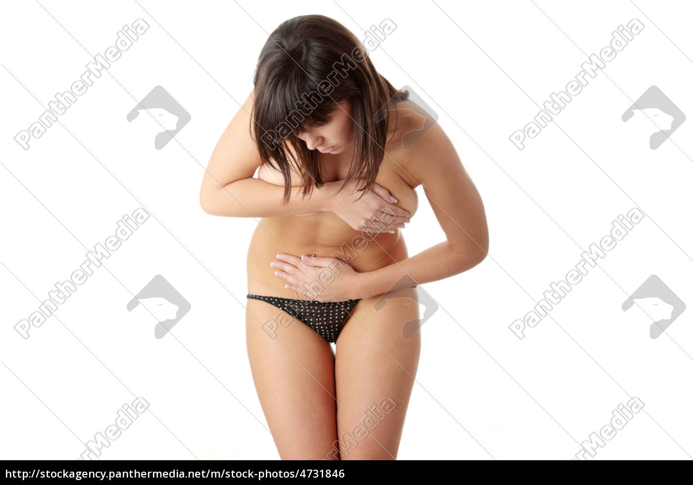 Mulher nua com dor de estômago - Stockphoto #4731846 | Banco de Imagens  Panthermedia