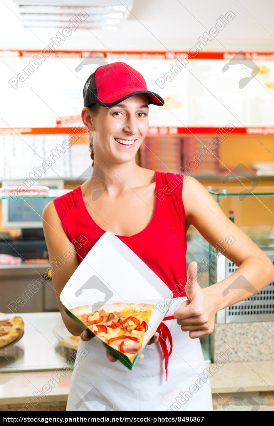 Mulher comendo uma fatia de pizza - Stockphoto #8496867 | Banco de Imagens  Panthermedia