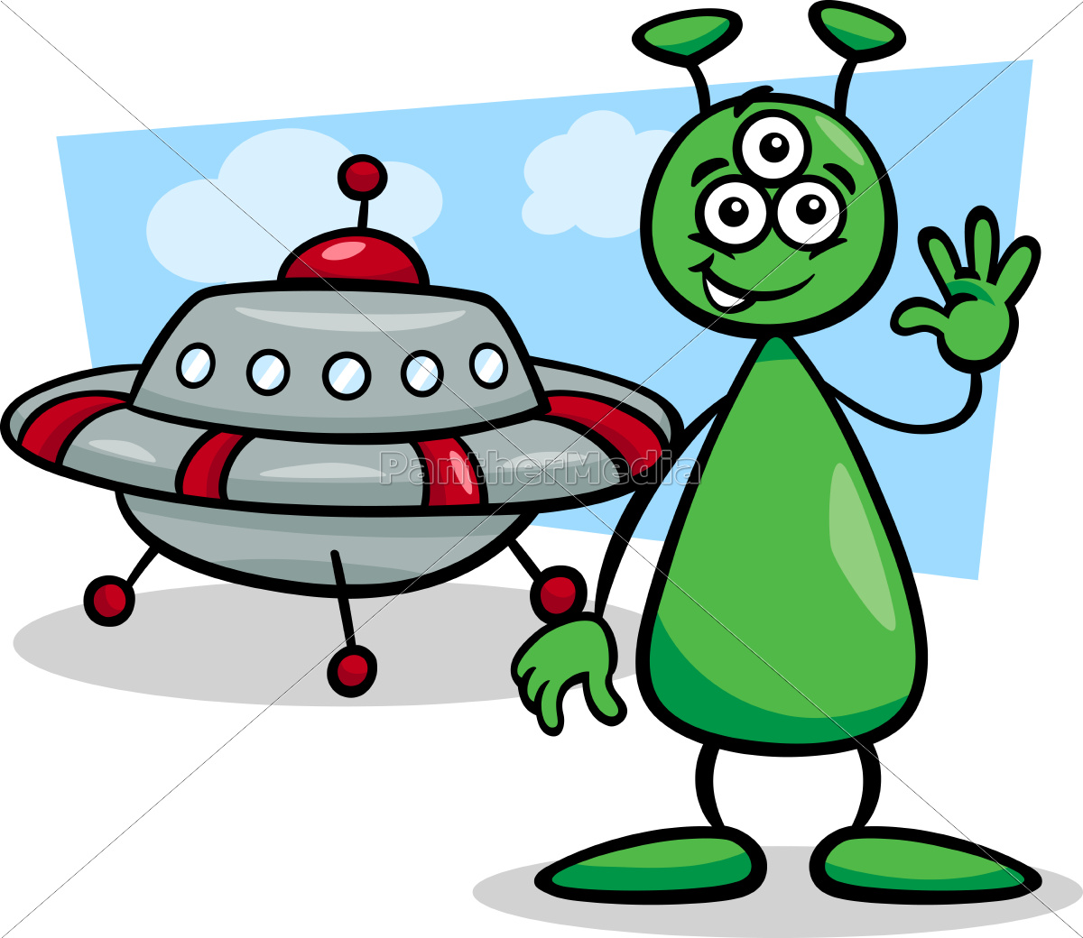 alieno con ufo cartone animato - Stockphoto #9573040 | Comprate Immagini RF  da Panthermedia