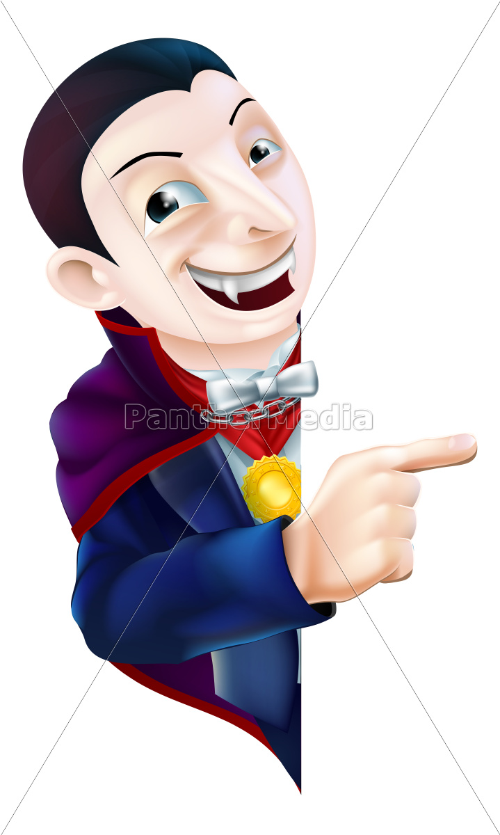 Dibujos Animados Drácula Vampiro Pointing - Stockphoto #9586888 | Agencia  de stock PantherMedia