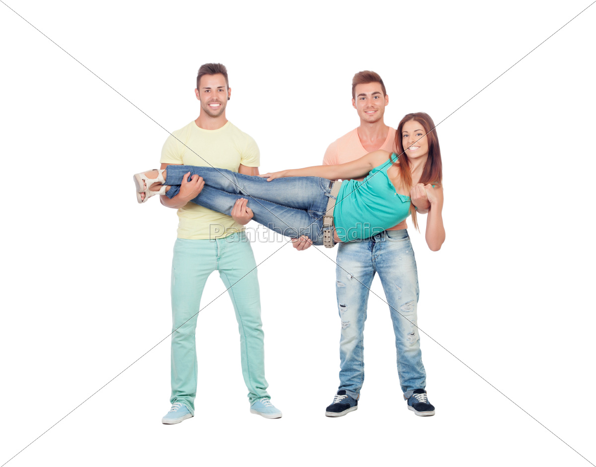 chica bonita con dos chicos guapos - Stockphoto #9902150 | Agencia de stock  PantherMedia