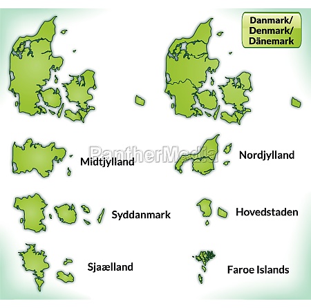 Map of Denmark with borders in green - Royalty free image #10612623 ...