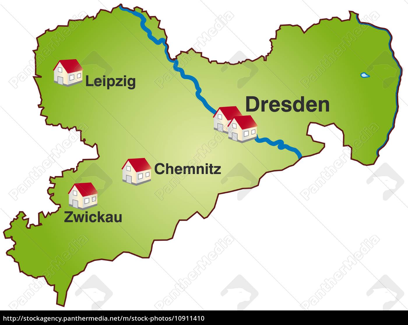 Map of Saxony as infographic in green - Stock image #10911410 ...