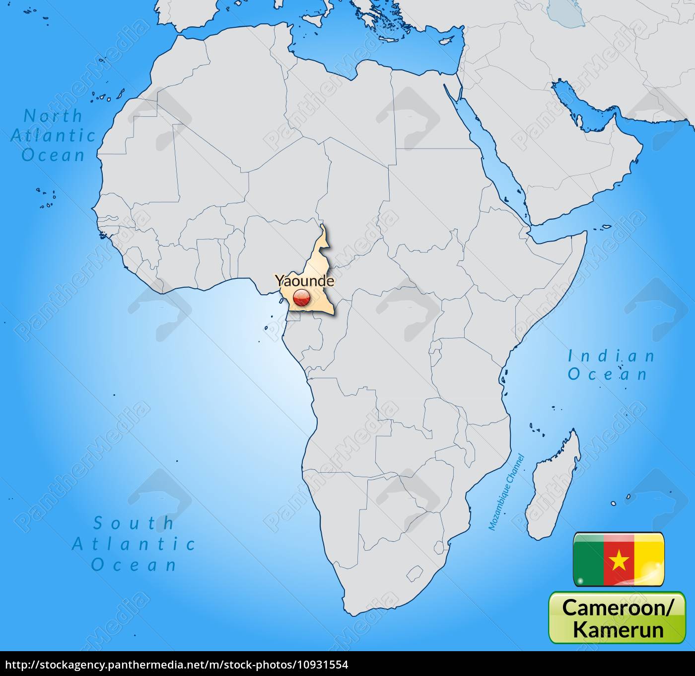 Map of Cameroon with capitals in Pastellorange - Stock image #10931554 ...