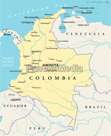 Colombia Political Map - Stock image #13259170 | PantherMedia Stock Agency