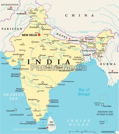 India Political Map - Royalty free image #14599689 | PantherMedia Stock ...