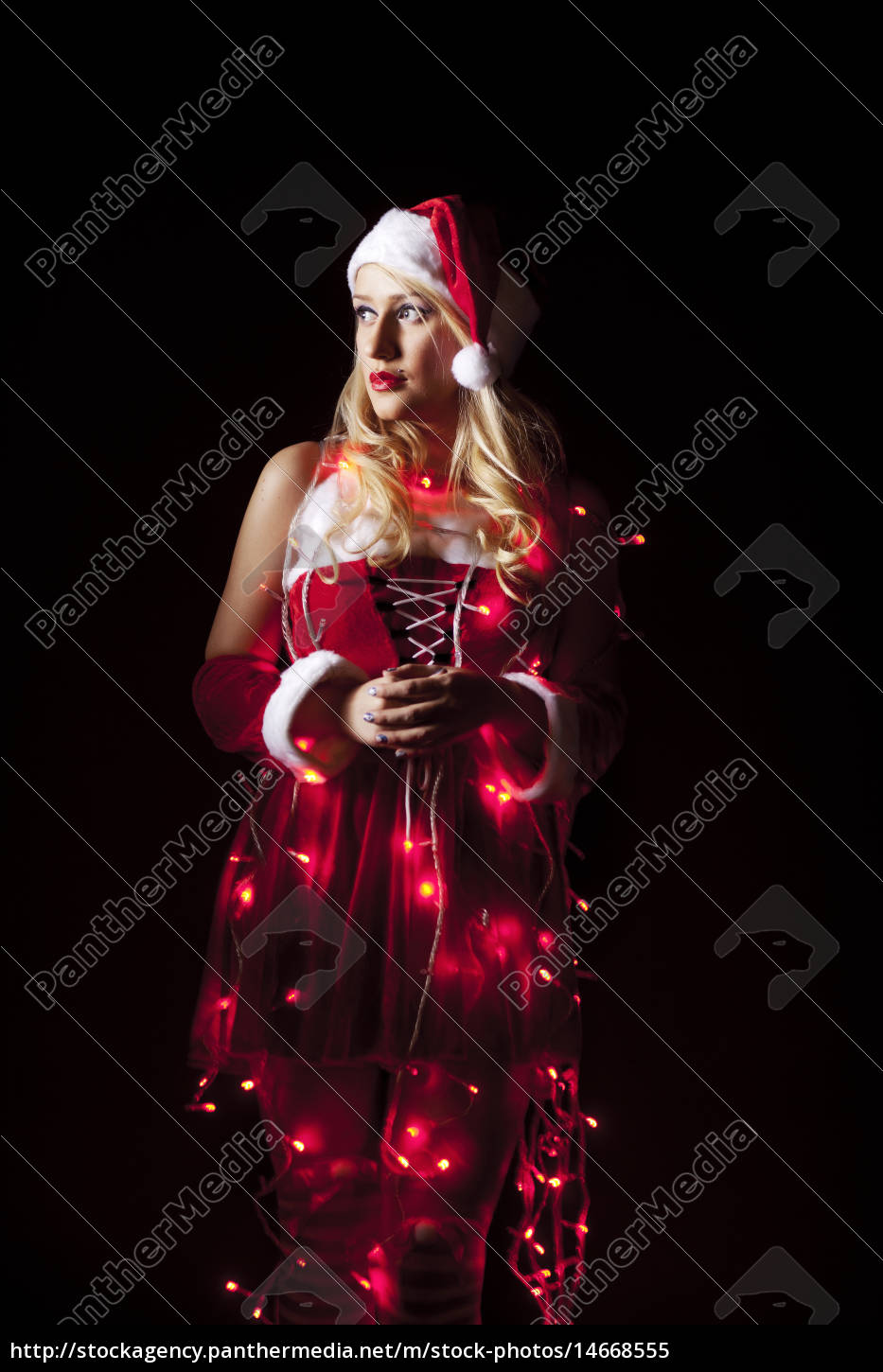 chica sexy de navidad cubierto de luces de navidad - Foto de archivo  #14668555 | Agencia de stock PantherMedia