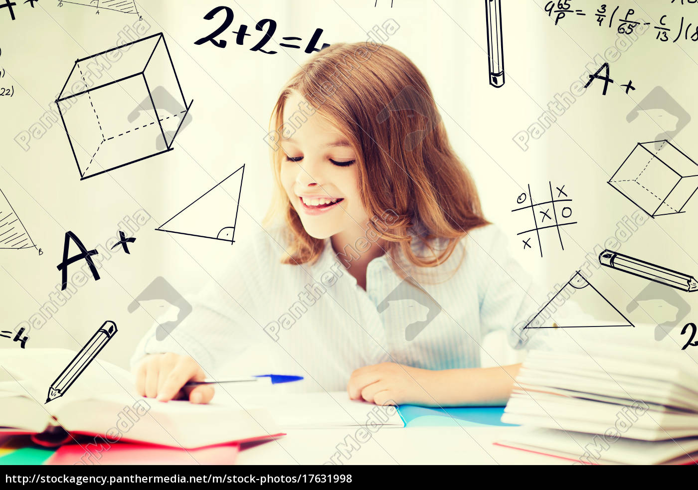 estudante menina estudando na escola - Stockphoto #17631998 | Banco de  Imagens Panthermedia