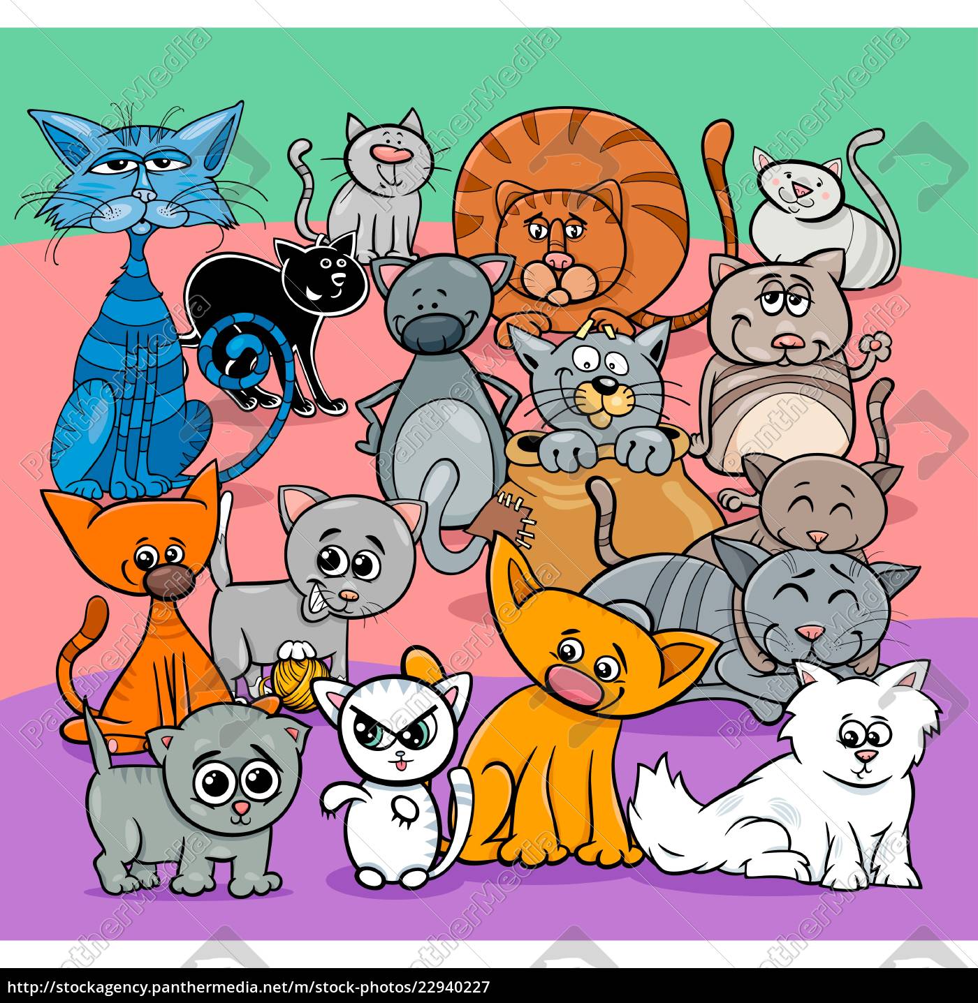 Comics Katzen Cartoon-Figuren-Gruppe - Lizenzfreies Bild 22940227 |  Bildagentur PantherMedia