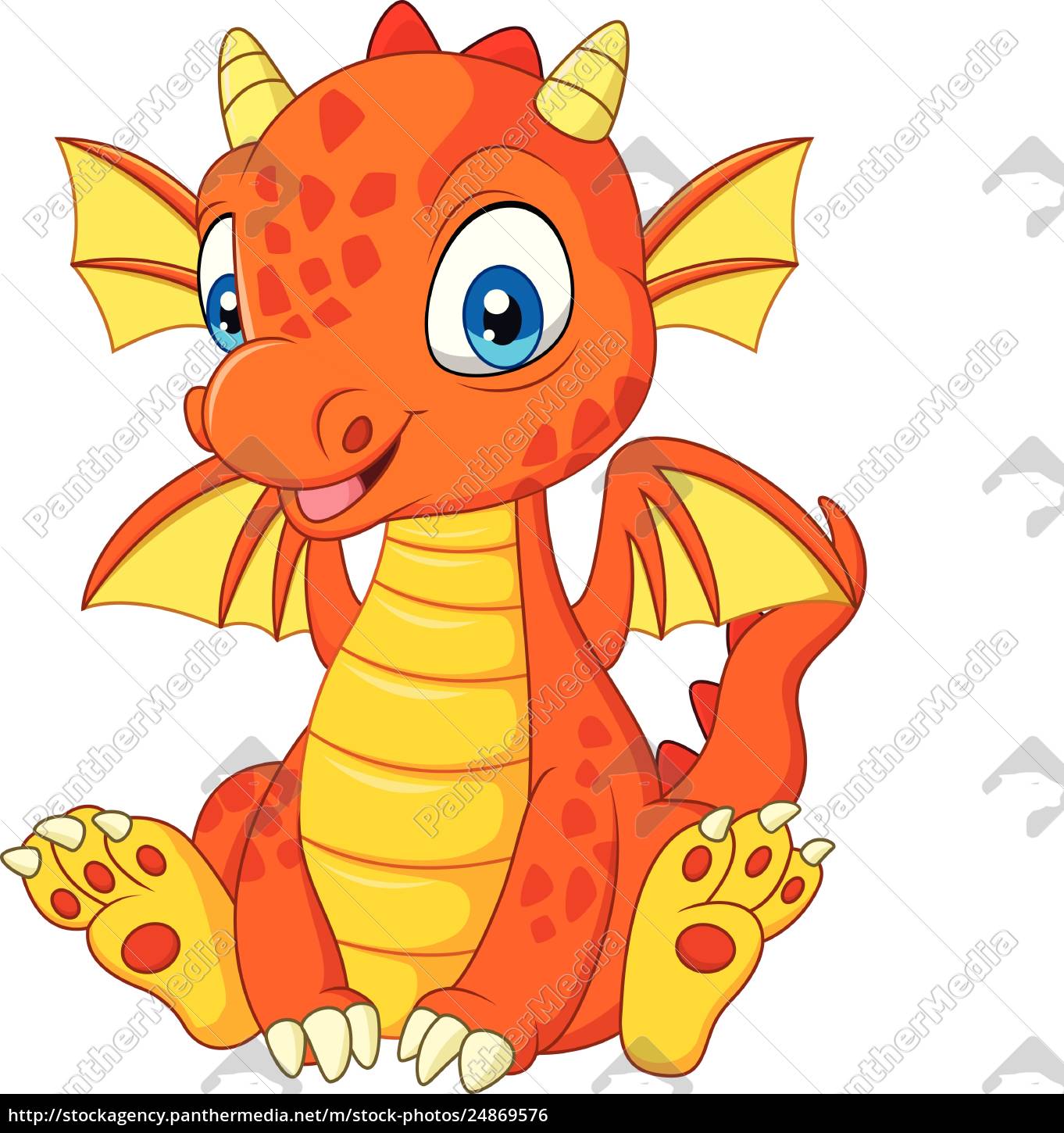 dibujos animados dragón joven sentado - Stockphoto #24869576 | Agencia de  stock PantherMedia