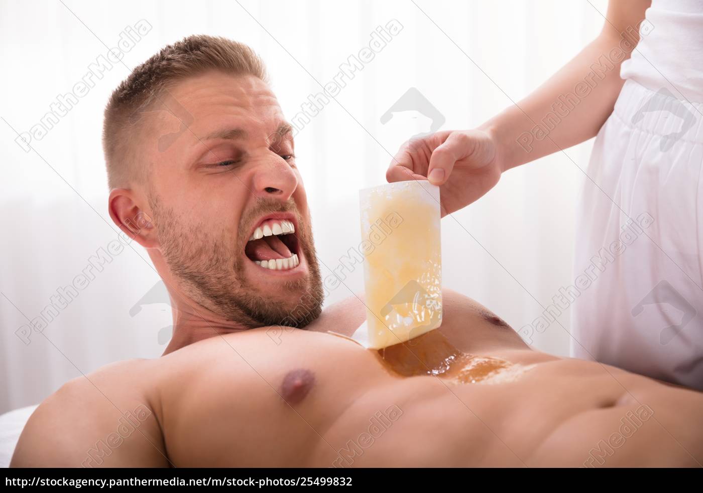 Esteticista depilando peito de homem - Stockphoto #25499832 | Banco de  Imagens Panthermedia