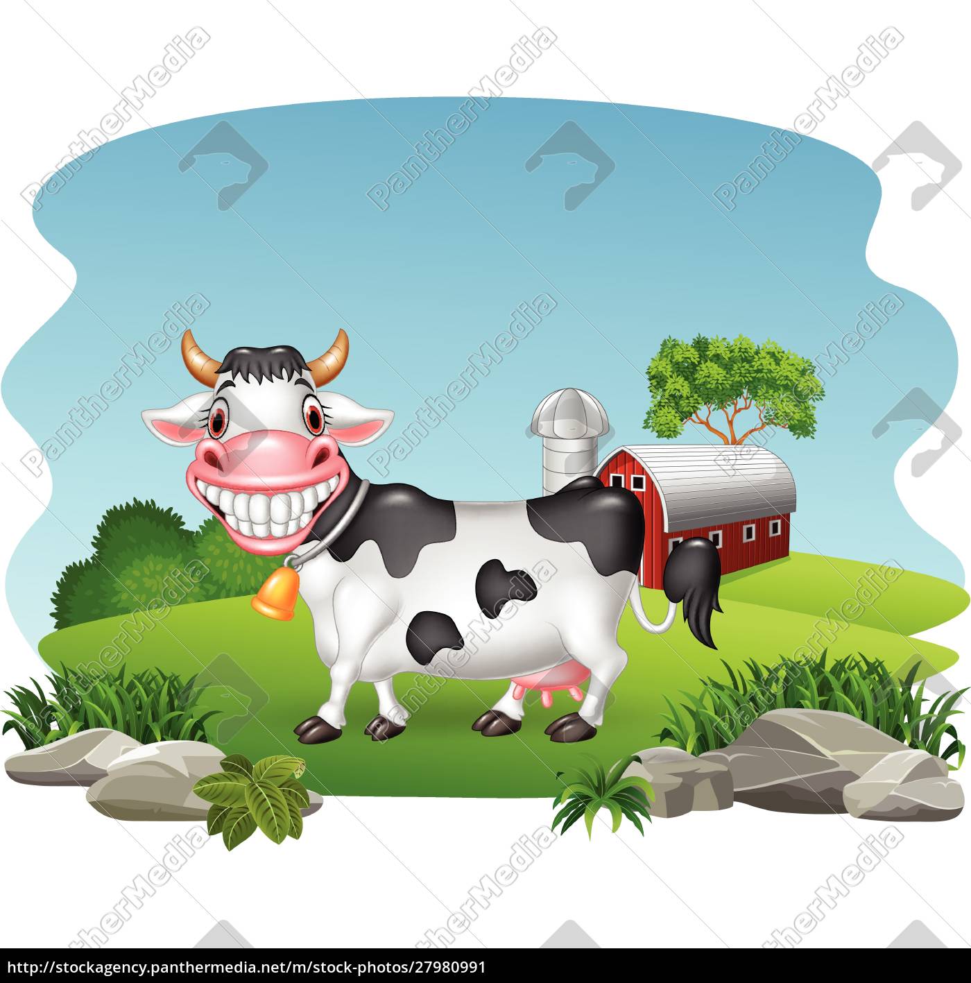 Mucca felice del cartone animato isolata su sfondo - Stockphoto #27980991 |  Comprate Immagini RF da Panthermedia