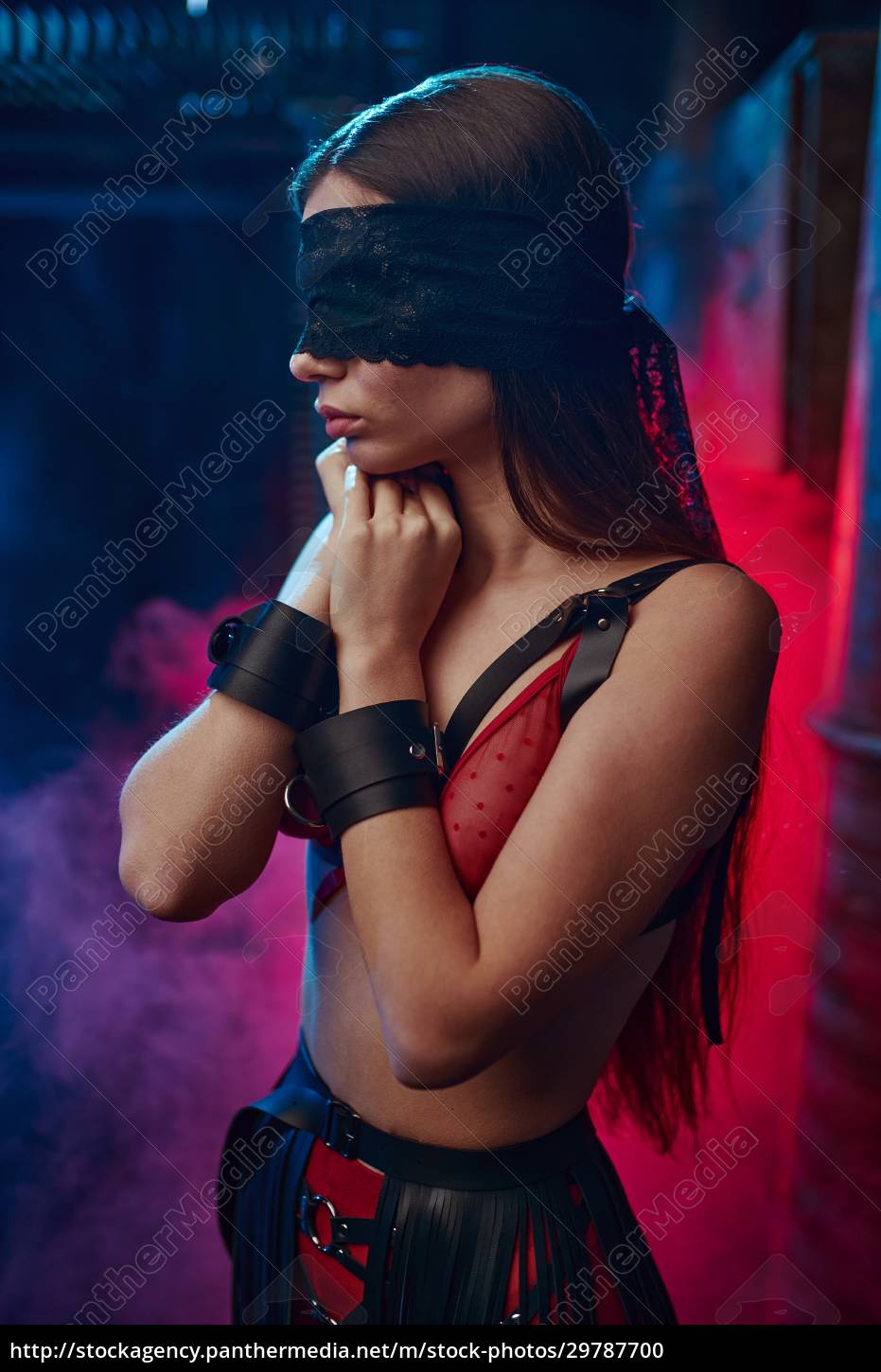 Sexy woman poses in bdsm blindfold and handcuffs - Royalty free photo  #29787700 | PantherMedia Stock Agency